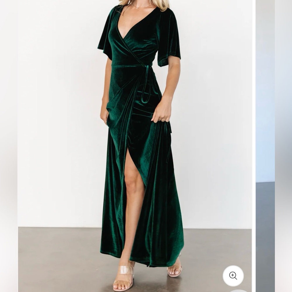 Hunter Green Velvet Wrap Dress